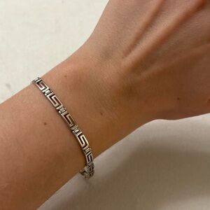 925 Sterling Silver Greek Key Swirl Flat Link Unique Style Bracelet 7.25”